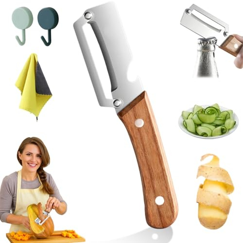 Multifunctional Vegetable Peeler for the Kitchen, 2026 New 3 in 1 Fruit and Vegetable Peeler with Bottle Opener, Ultra-Sharp Stainless Steel Blade, Ergonomic, 5 Second Gentle Peeler(1pc)