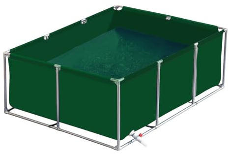 Vattenbehållare i tjockt tyg med stöd utomhus fiskdamm hållbar 1 × 1 × 0,6 m (3,3 × 3,3 × 1,9 m) trädgård vattenförvaring pool idealisk för hydroponik och vattenbruk