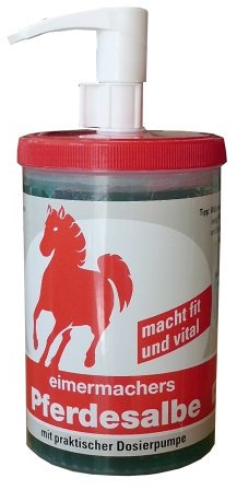 Pferdesalbe EIMERMACHER Pflege 1000ml Kühlt-entspannt, ist durchblutungsfördernd und aktiviert nach Beanspruchung. Macht frisch und vital bei Muskelkater und Verspannung.