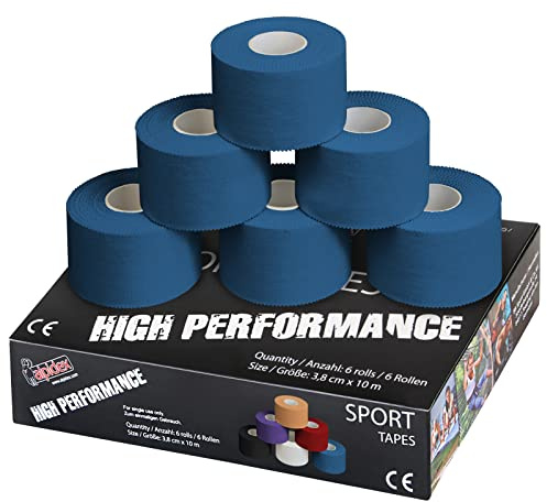 ALPIDEX Sport Tape 6 Rollen 3,8 cm x 10 m Fußball Handball Volleyball | Sporttape, Tapeverband, Boxen, Zinkoxid, hautfreundlich, wasserfest, atmungsaktiv, reißbar, Handgelenk, Sprunggelenk, Gelenk
