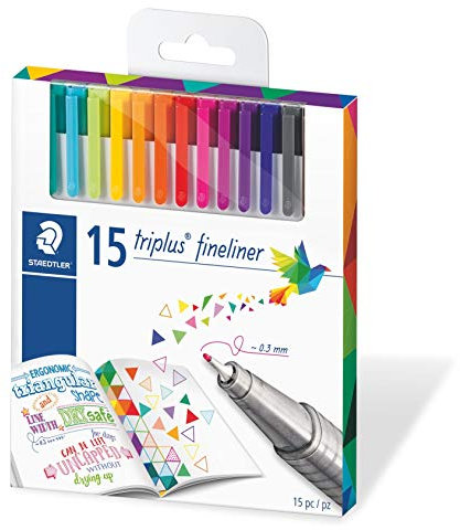 STAEDTLER 334 C15 Triplus Fineliner Set mit 15 brillianten Farben