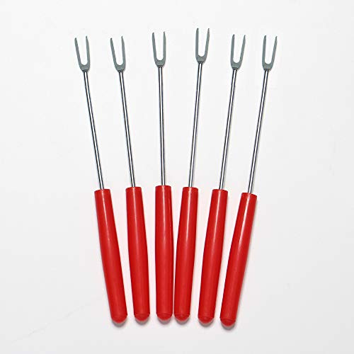 ShengHai Stainless Steel Fondue Forks 7, Set of 6, Small, Cheese Fondue Forks with Heat Resistant Handle for Chocolate Fountain Cheese Fondue (6)