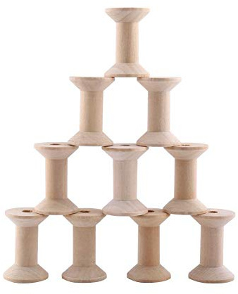 Duokon - 10 bobinas de costura vacías, de color de madera natural, bobinas de hilo de coser, hilo de alambre, de cuerda, 47 x 31 mm