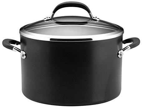 Circulon Professional Small Stock Pot with Lid 20 cm, Induction Cooking Pots with Stainless Steel Base, Dishwasher Safe Cookware, Black