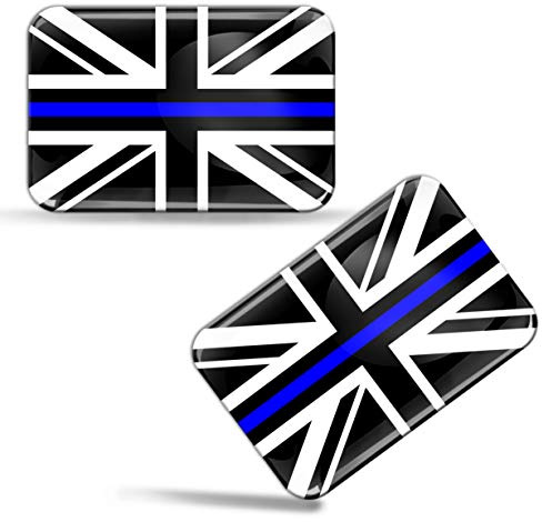 Biomar Labs United Kingdom Thin Blue Line Flag Sticker Car Moto 2 Pack F 52