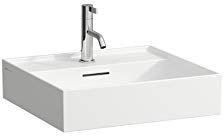 Laufen Kartell Aufsatzwaschtisch 1 Hahnloch, mit Überlauf, Wandmontage, 500x460, Farbe: Schwarz glänzend - H8163327161041
