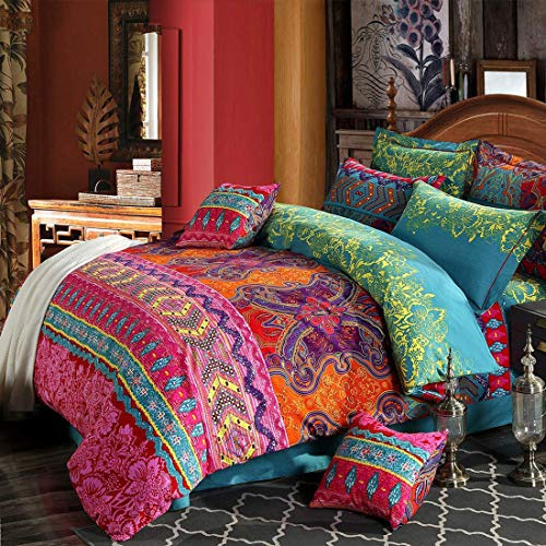 Bettwäsche Boho 155x220 Exotisch Indisch Stil Bettbezug Kissenbezug 80x80cm