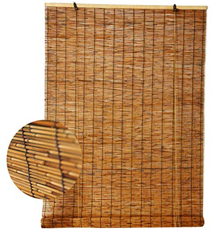 Bamboo Blinds Natural Reed Curtain Roller Blind,Living Room Tea Room Shop Decoration Shading Partition Vintage Straw Curtain, Waterproof and Dustproof,for Outdoor Indoor(70x160cm/28x63in)