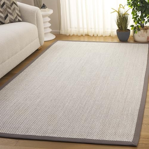 Safavieh Naturfaser Teppich für Wohnzimmer, Esszimmer, Schlafzimmer - Natural Fiber Collection, Kurzer Flor, Natürlich und Beige, 122 X 122 cm