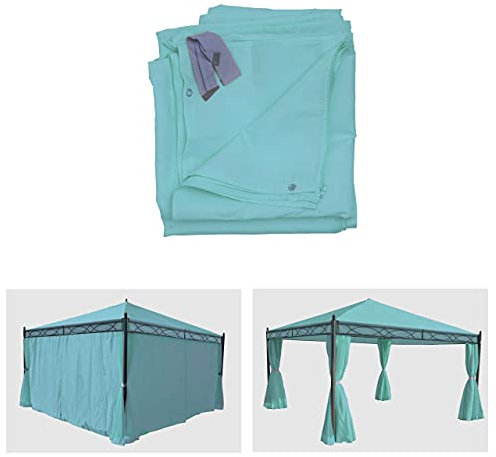 Juego de 4 paneles laterales para pérgola Cádiz, de repuesto, 4 x 4 m, poliéster, color turquesa