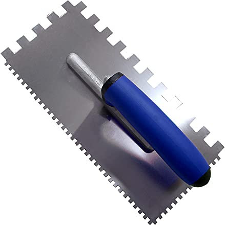 Karl Dahm Truelle à Carreler Buttering-Floating, Bleue I Spatule Crantée à Dentures de 4 mm et 12 mm I Truelle à Lisser Manche Souple I Pose Facile de Carreaux avec Outillage Pro de Carrelage - 12320