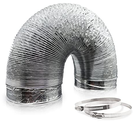 Aygrochy 100mm Alu-Folienschlauch, 5 Meters Alurohr Schlauch Abluftschlauch aus Aluminium Aluflexschlauch für Abzugshaube, Rohrventilator