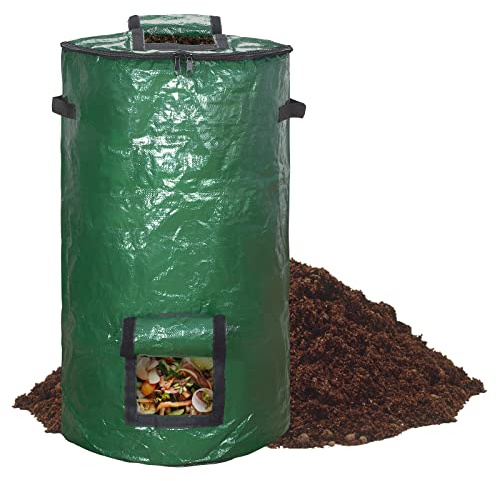MyLifeUNIT Compost Bins Outdoor, Composting Bin for Outside Garden, Reusable Garden Yard Waste Bag, 34 Gallons (1 Pack, Green)