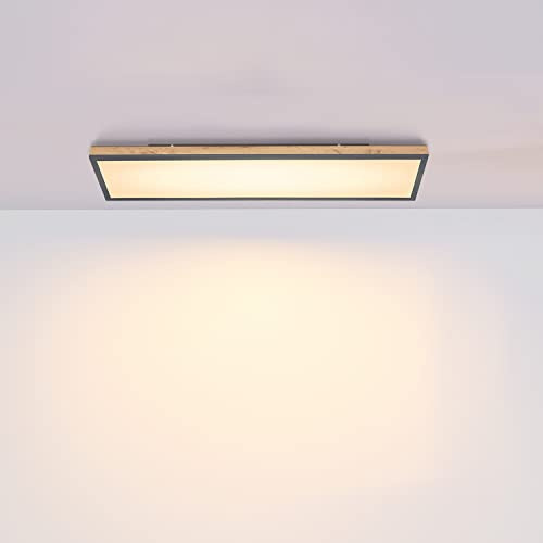 INNOVATE LED Deckenleuchte Holzrahmen eckig 20x80 – 1500 Lumen Deckenlampe flach warmweiß 3000K – 24 Watt LED Panel opale Abdeckung 20.000h – Aluminium graphitfarben Flur Lampe Wohnzimmer 230 Volt