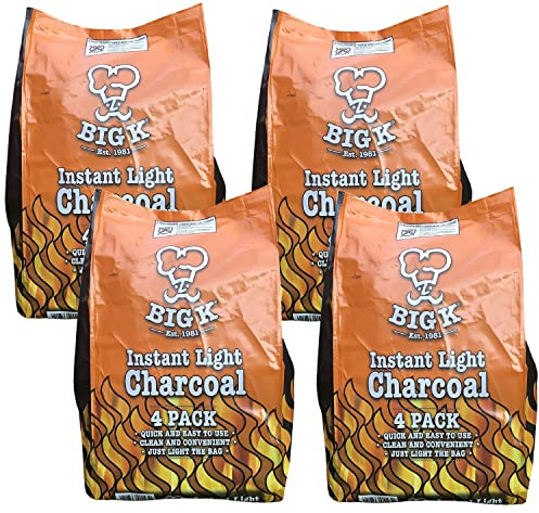 Instant Light Lumpwood Charcoal Bags - 4x1kg BBQ Coals Instant Bags, just light the individual bag. Take the stress out of your BBQ with instant charcoal, comes with Topline Card (4 Pack)