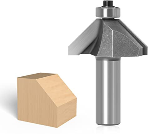 1 Stücke 1/2 Schaft Fasenfräser Fräser Für Holz Horse Nose Bit 45 Grad CNC Holzbearbeitungswerkzeuge Zwei Flötenschaftfräser,12,7X15,9