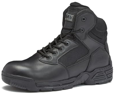 MAGNUM Men's Stealth Force Black Work Boots for Men Waterproof, Security Slip Resistant Lightweight Police Hiking and Tactical Boots Men, 6 Inch Law Enforcement Boots - Black, 13 Medium