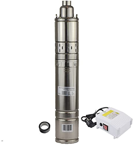 Agora-Tec® 4 Zoll Tiefbrunnenpumpe PREMIUM 370W-screw 1.8-75 30m Kabel | Schraubenpumpe sandresistent | 1800l/h Fördermenge | 90m Förderhöhe | 9,0 bar | Ø 97mm | 1 IG |
