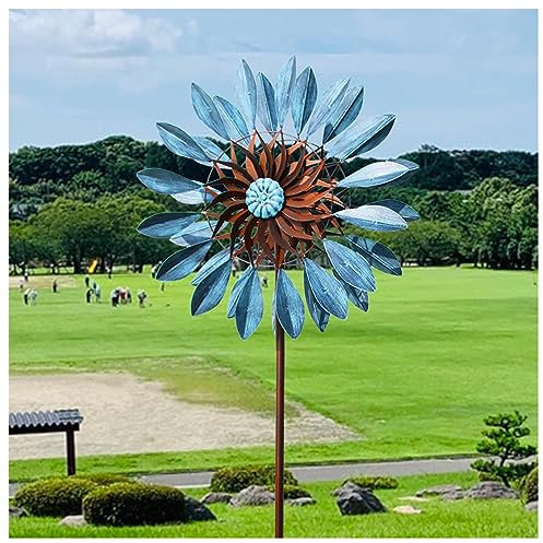 WindmüHlen Garten, 213 cm Windspiele FüR DraußEn Stehend, XXL Metall WindmüHle, FüR Den AußEnbereich,Terrasse, Rasen