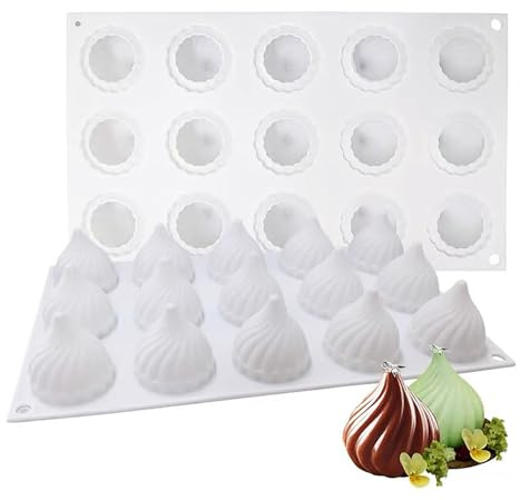AFINSEA 3D Russian Tale Silicone Baking Mold for Mousse Cake, French Dessert Mold for Pastry Chocolate, Reusable Non-Stick Easy Release(15-Cavity)