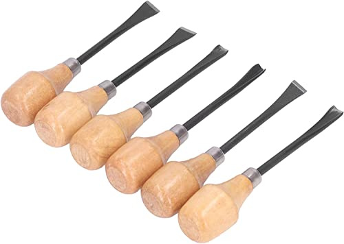 Samnuerly Cinceles para tallar Madera, Juego de cinceles para tallar Madera portátil, cómodo Acero con Borde molido Fino Templado, 6 Piezas para carpinteros para esculturas