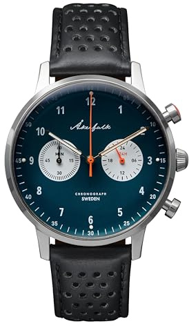 AKERFALK Chronograph Mekanisk Kvarts Stål Hybrid Blå Svart Kvarts Klockor Herr