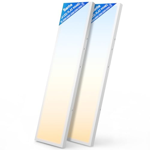 Barrina 1x4 LED Flat Panel Light, 8640LM 72W, 0-10V Dimmable, Brightness & 5CCT 3000K-6000K Selectable 4FT LED Shop Light, Ceiling Drop Mount Lights for Kitchen, Garage, Office, Laundry, 2 Packs
