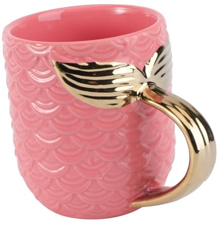 PRETYZOOM Taza De Cerámica Con Tapa Para Té, Leche, Café y Sopa - Porcelana, Desayuno, Bebida - Diseño De Sirena