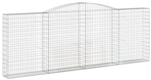 Makastle Set de 2 Parterre surélevé en Gabions arqués, jardinière en Cage à Pierre, Lit Surélevé à Gabion, Parterre de Fleurs Jardin Terrasse Extérieur Jardinière Panier à Pierres, 400x30x140/160 cm