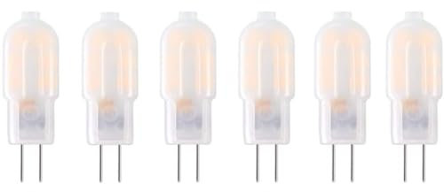 Aiwerttes G4 LED-Lampe, gefrostet, 2 W, Halogenlampe, 20 W, für Kronleuchter Wohnzimmer, Schlafzimmer, Flur, Licht, 200 lm, 12 V AC/DC, Warmweiß, energiesparend, nicht dimmbar, 6 Stück