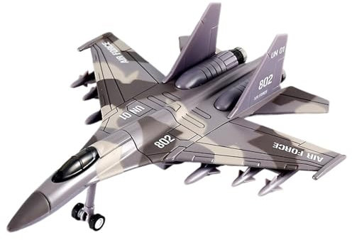 HUGGES Modellflugzeug 19CM für Su35 Camouflage Lila Legierung Kampfjet Sound & Licht Bumerang Militär Metall Modell Display
