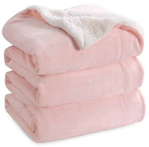 BEDSURE Sherpa Kuscheldecke Flauschig 220x240 - Sofadecke, Rosa | Dicke Wolldecke, Weich Tagesdecke, Geschenke für Frauen, Warm Wohndecke für Couch, Schlafzimmer & Wohnzimmer,Waschbar