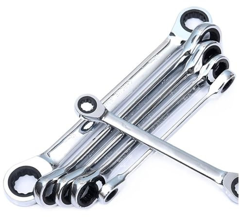 GERRIT Llaves Fijas 1 Uds 8-27mm anillo de cromo vanadio llave de trinquete de doble cabeza juego de llaves combinadas de trinquete Reversible Llaves Combinadas (Tamaño : 7pcs 8-24mm)