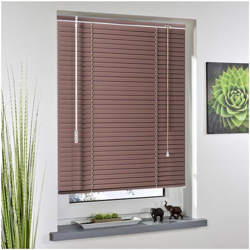 Xrdbfd Innen Venezianische Jalousie, Metall Fenster Jalousien, 40/60/75/85/100/115cm Braune Fensterrollos, Aluminium Venezianische Jalousette Für Fenster Und Türen,WxH-120x175cm/47 * 69in