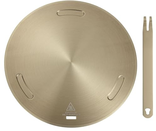 QUARKZMAN Chaleur Diffuseur Plaque pour Gaz Poêle 9,4 pouce Rond Chaleur Conduction Induction Adaptateur Plaque avec Amovible Poignée Ustensiles Cuisine Protecteur pour Ustensiles, Rose Or