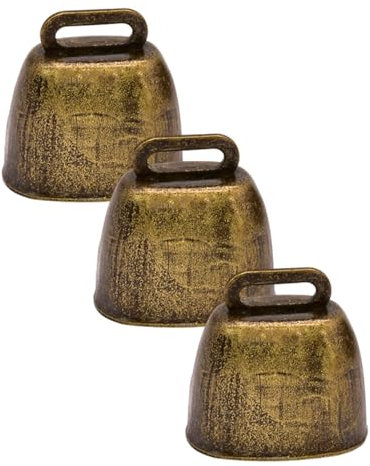 KGDUYC Lot de 3 Cloches en métal de Style Antique pour Vache, Cheval, Mouton, cuivre, bétail - Cloches en Laiton - Cloches en métal pour Animaux domestiques, Bronze