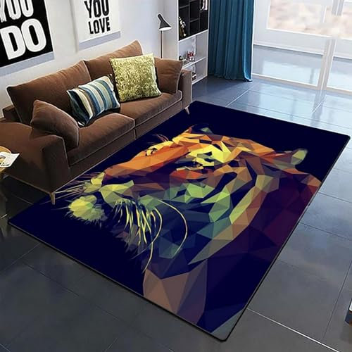 Bettvorleger 3D-Illusionsteppich Kleiner Teppich Tiger-Tierwelt Teppich,Schlafzimmerteppich,Jungenteppiche Für Schlafzimmer,Wohnzimmerteppich 120 X 160 cm - Leicht Zu Reinigen-4332551823