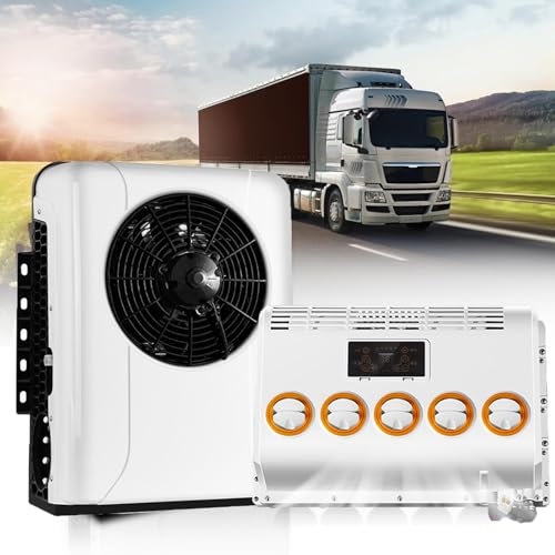 Climatiseur Split Universel, Unité De Climatisation éLectrique Automobile à Nouvelle éNergie Climatiseurs De Stationnement éLectriques 12V/24V Pour Camions, RV, Van, Camping-Car,White-12V