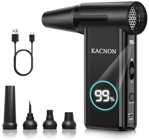 KACNON 150000RPM Compressed Air Duster – Super Power Electric Air Blower, Cordless 8-Speed Rechargeable Mini Dust Cleaner for Computer, Laptop, Keyboard, Car, Electronics, Home & Office Cleaning
