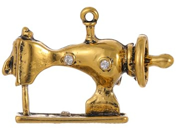 YIQPKUM Zarte Mini Nähmaschine Brosche Vintage Kristall Zinklegierung Anstecker für Damen Statement Schmuckgeschenk Jacken Anzüge Kleid