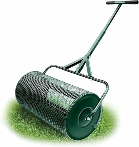 VYUJHNBG Spargitore Compost, Diffusione del Muschio di Torba Durevole, Rullo di Diffusione di Letame Leggero con Manico A Forma di T, Spargitore del Terreno Superiore per Prato E Giardino