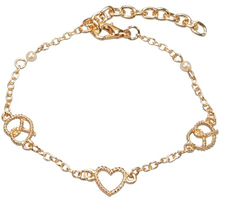 Alpenflüstern Trachten-Armkette Breze und Herz - Damen-Trachtenschmuck mit antik-silber-farbenem Trachten-Strassherz, Trachten-Armband, Perlenarmband (in traditionellen Farben) DAB092