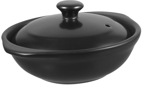 Hemobllo Ceramic Stew Pot with Lid Thickened Heat Resistant Stockpot for Gas Stove Multi Functional Chinese Cooking Pot for Braised Chicken Soup Bibimbap for Family and Party Use