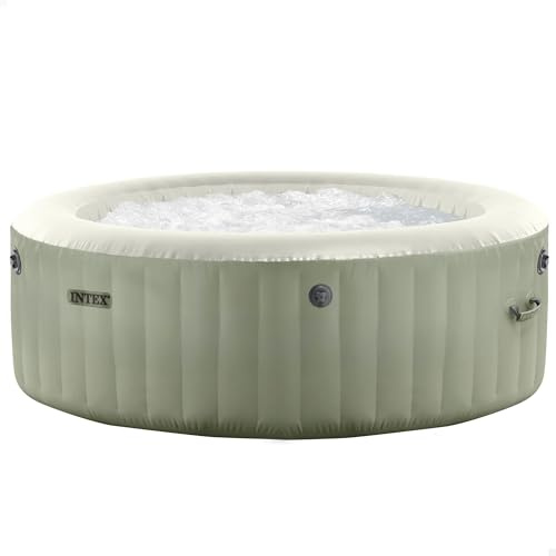 Intex SPA Hinchable Circular Verde Oliva 6 Personas, Ø216x71, Calentador 2.200W, 140 Salidas Aire, Caja Control, Depuradora Filtro S2, Instalación clorador salino, Accesorios incluidos (55099)