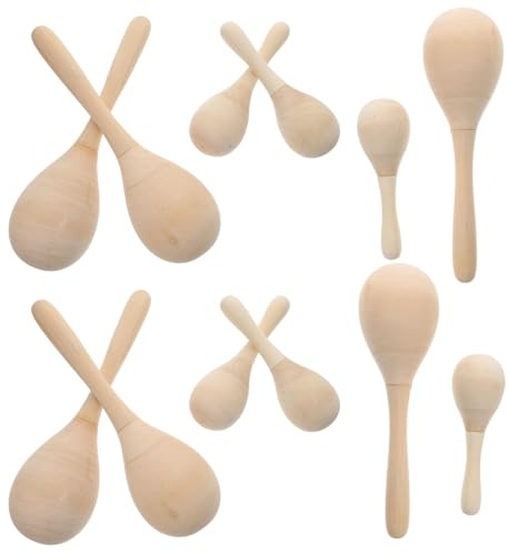 Maracas en Bois à Peindre 12 Pièces, Jouet Musical pour Garçon et Filles | Jouets Maracas Bois, Format Compact pour Atelier Créatif à Maison Classe, pour Petites Mains