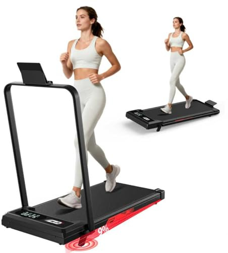 Klappbares 4-in-1 Laufband mit manueller 9% Steigung – leises elektrisches Laufband bis 10 km/h, bürstenloser 3,0-PS-Motor, Stoßdämpfung, LED-Anzeige, kompakt, für Zuhause und Büro