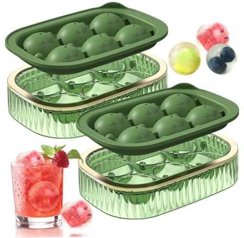 Grands moules à glaçons 2 pièces moule à boules de glace rondes avec couvercle 6 grilles boîte billes de qualité alimentaire plateau cubes dégagement facile pour whisky boissons bricolage