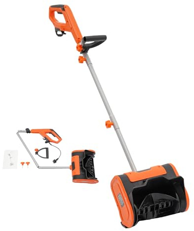 Levkitch Schneefräse Handgeführte Faltbar,1800W 3500RPM Schnee Plug-in Schneebürste Kehrmaschine,Schneekehrmaschine 32cm Arbeitsbreite, 8m Wurfweite