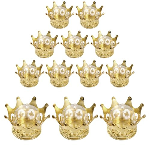 Cajas de Dulces con Forma de Tiara Dorada de Plástico 12piezas | Rellenables y Decorativas, para Reuniones Familiares y Año, Estilo Creativo y Especial