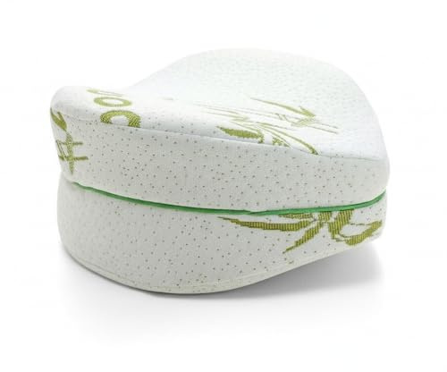 DARWEN STAR Knee Pillow, Memory Foam Leg Pillow with Adjustable Strap & Bamboo Cover, Orthopedic Knee Support Cushion for Hip, Back & Sciatica Pain Relief, Leg Positioner Sleep Pillow and Eye Mask